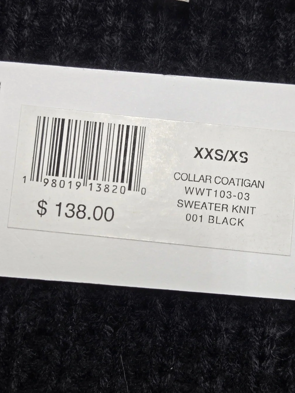 NWT WEWOREWHAT Collar Coatigan XXS/XS Black 9539 - Picture 5 of 7